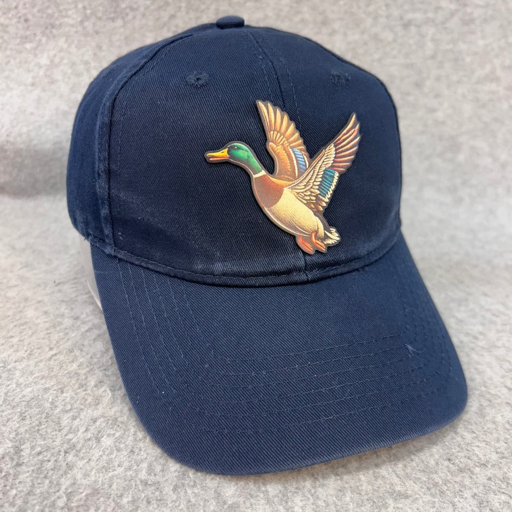 Flying Mallard Duck Patch Youth Navy Port & Company Baseball Cap Adjustable Hat